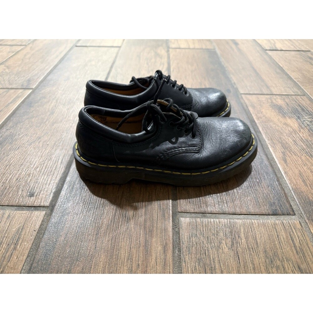 Dr Doc Martens Chunky Oxford Shoes Men 5 Women 6 Black Leather Lace Up 8053 Quad